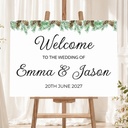 Personalised Wedding Welcome Sign - Green Border Landscape Welcome Board