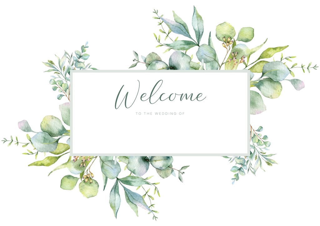 Wedding Welcome Board - Green Floral - Landscape Design