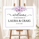 Personalised Wedding Welcome Sign - Lilac Flower Landscape Welcome Board