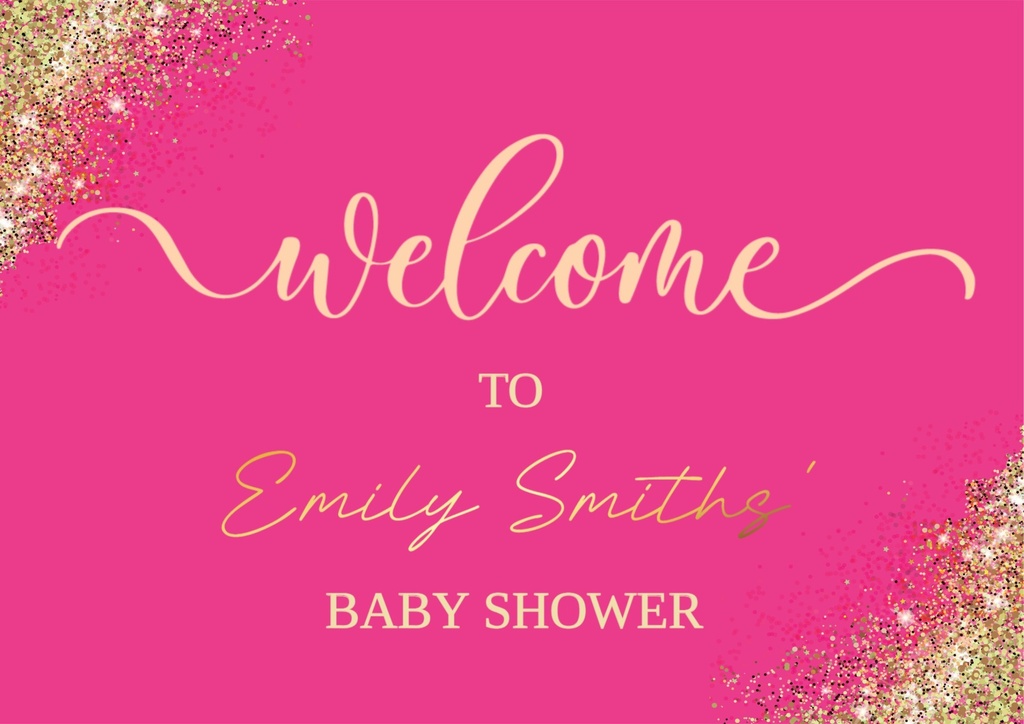 Baby Shower Welcome Board - Pink - Landscape Design