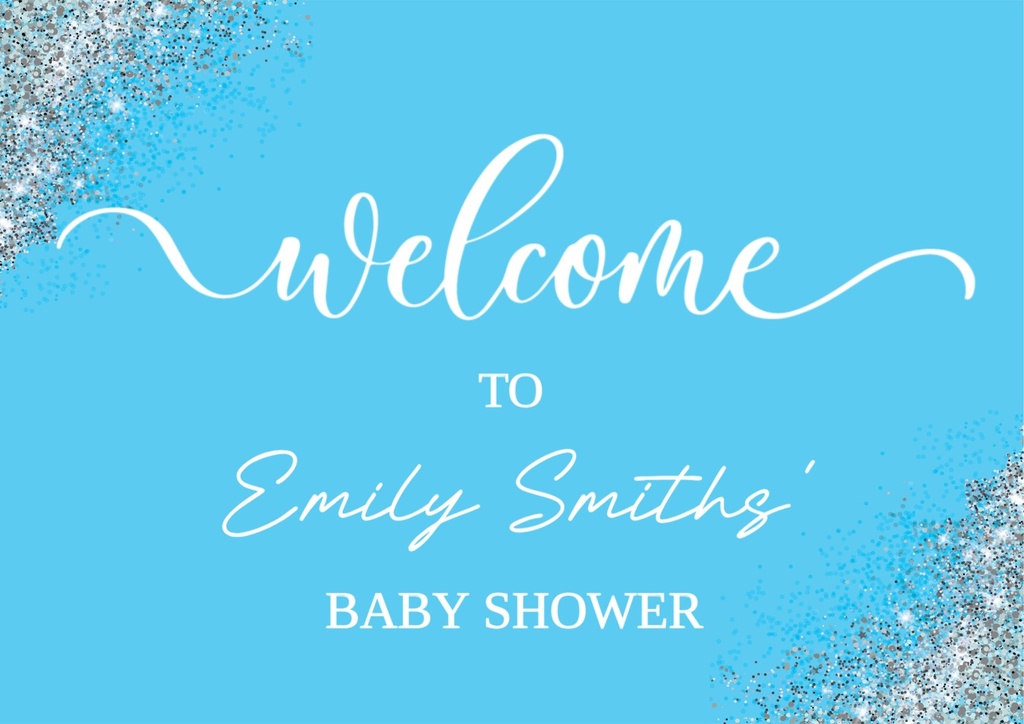 Baby Shower Welcome Board - Blue - Add Text - Landscape Design