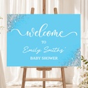 Personalised Baby Shower Welcome Sign - Blue Landscape Welcome Board