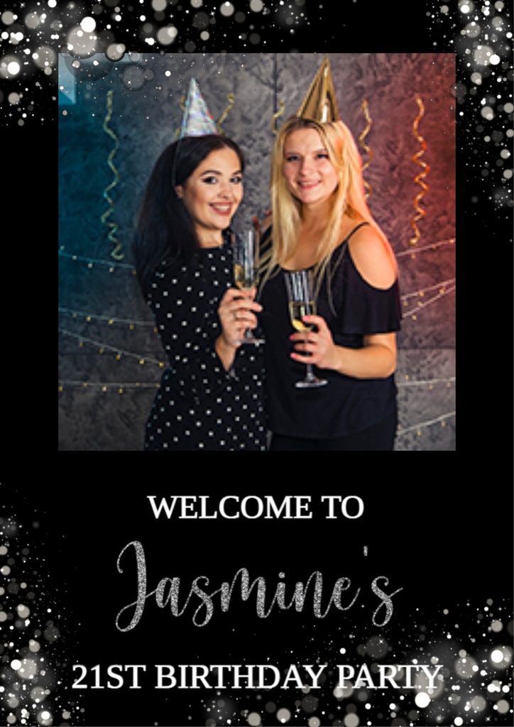 Birthday Welcome Board - Black & Silver - 1 Photo