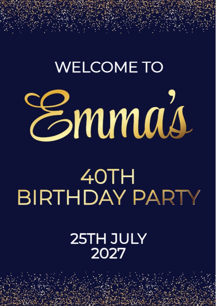 Birthday Welcome Board - Blue & Gold
