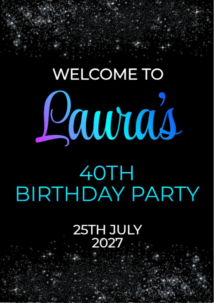 Birthday Welcome Board - Black & Silver