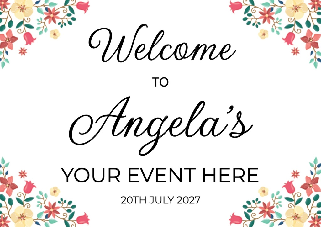 Birthday Welcome Board - Red Floral - Landscape Design