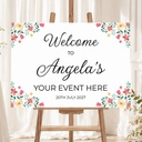 Personalised Birthday Welcome Sign - Red Floral Landscape Welcome Board