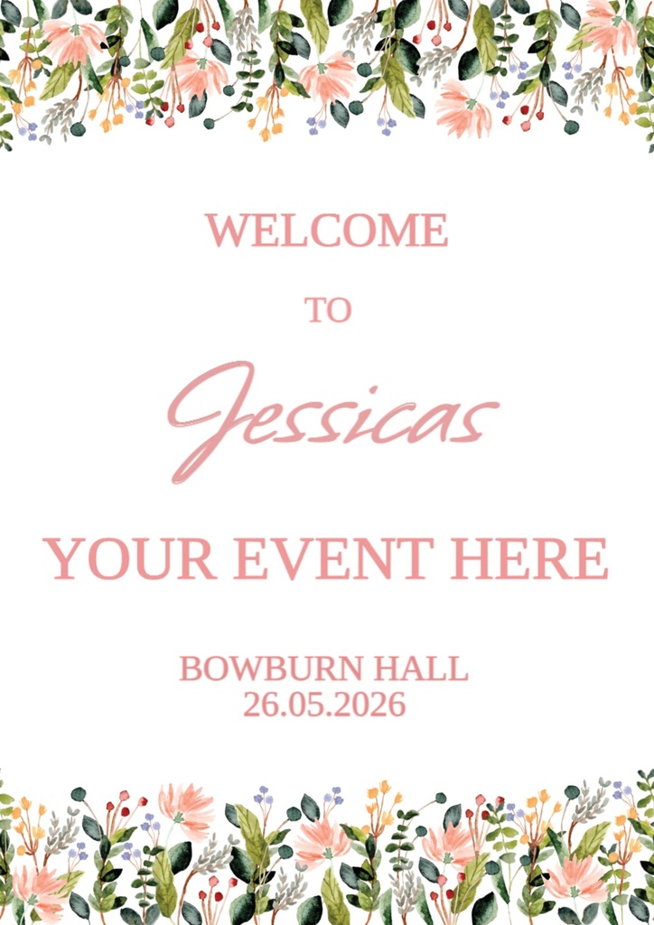 Birthday Welcome Board - Pink & Green Floral Design