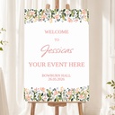 Personalised Birthday Welcome Sign - Pink & Green Floral Welcome Board