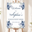 Personalised Birthday Welcome Sign - Blue Floral Corner Welcome Board