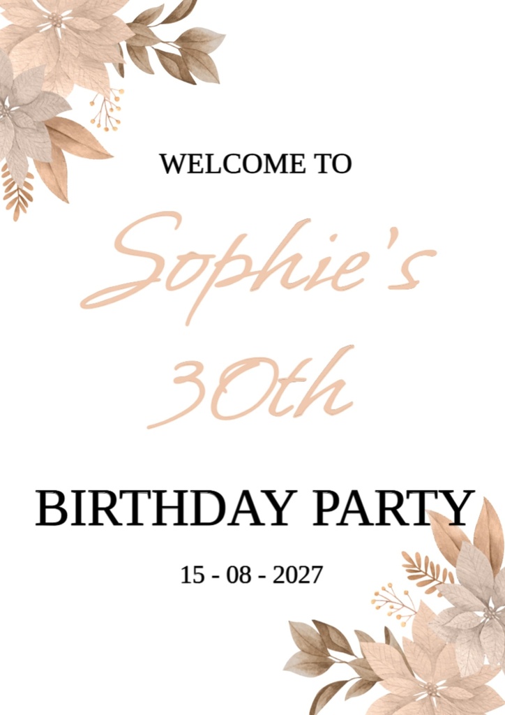 Birthday Welcome Board - Autumn Flower Design