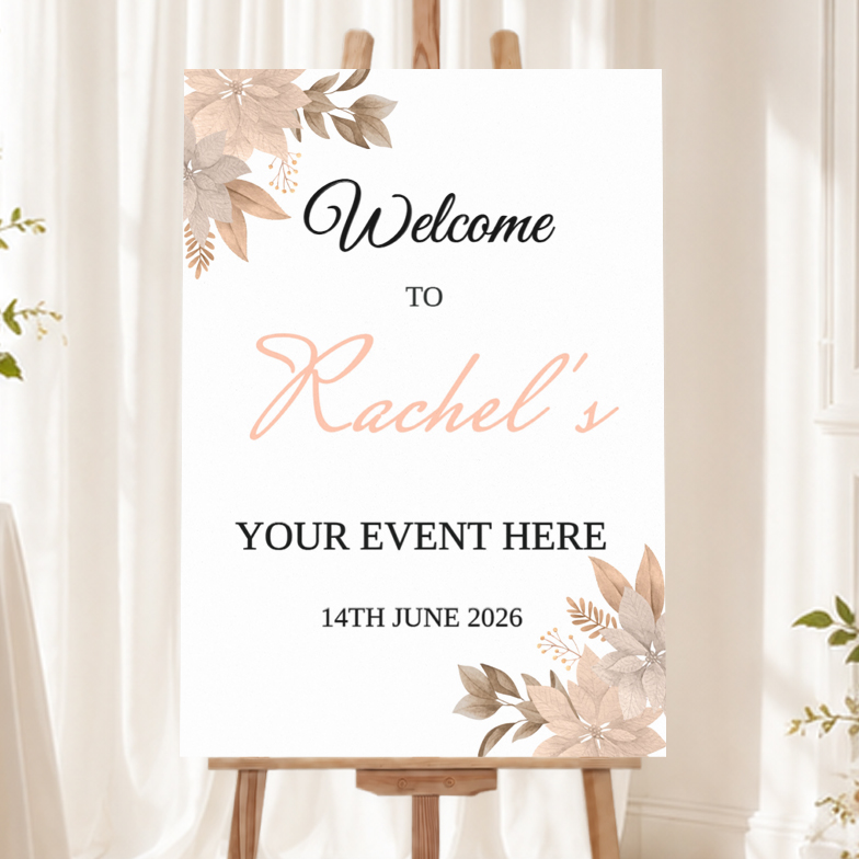 Personalised Birthday Welcome Sign - Autumn Floral Welcome Board