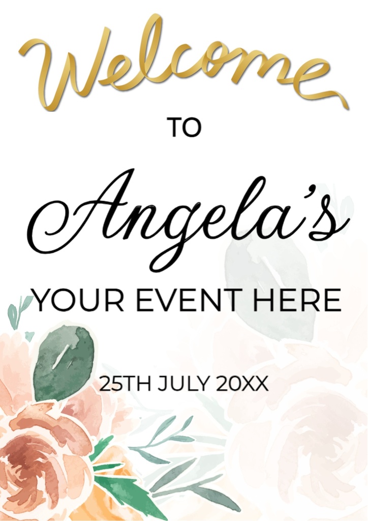 Birthday Welcome Board - Green & Rose Floral Design