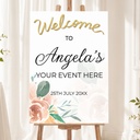 Personalised Birthday Welcome Sign - Green & Rose Floral Welcome Board