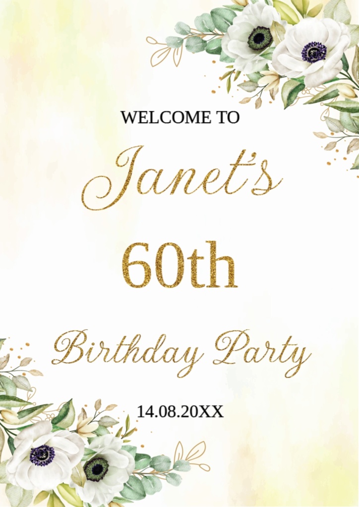 Birthday Welcome Board - Green & Yellow Floral Design