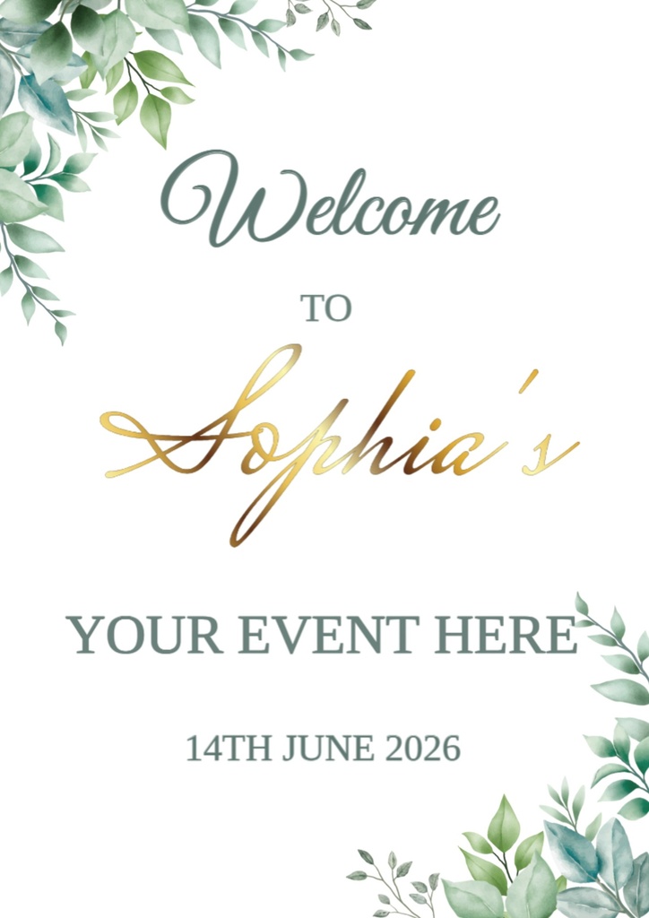 Birthday Welcome Board - Green Leaves Corner Design