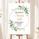 Personalised Birthday Welcome Sign - Green Leaves Circular Welcome Board