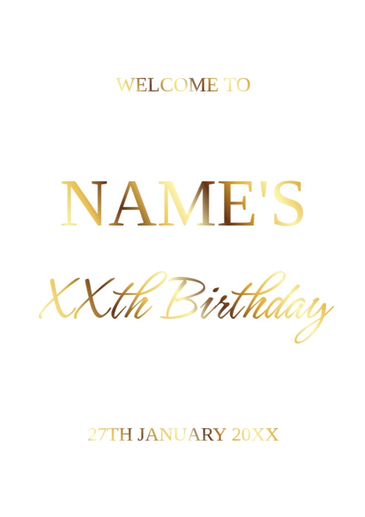 Birthday Welcome Board - Classic Text Design