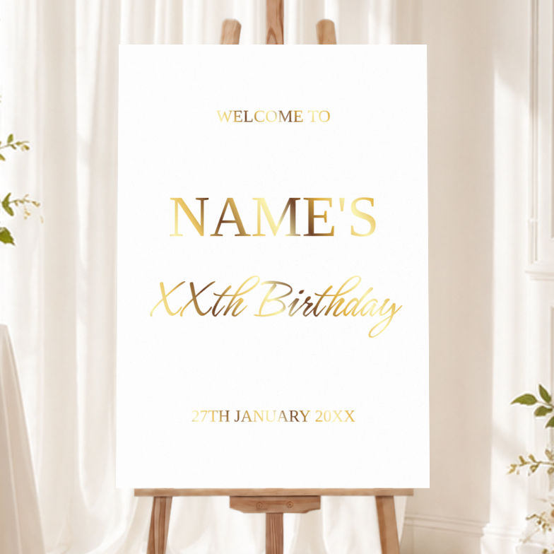 Personalised Birthday Welcome Sign - Classic Typography Welcome Board