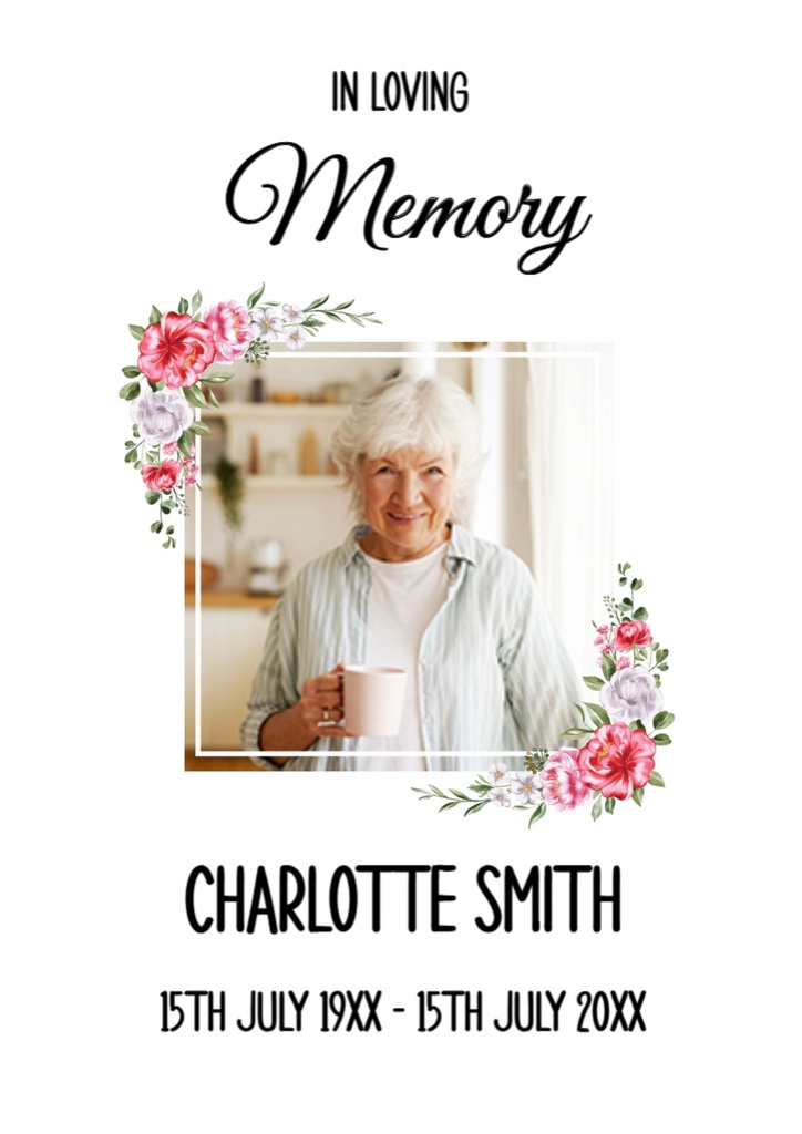 Memorial Welcome Board - Funeral Elegant Pink Floral Design - 1 Photo