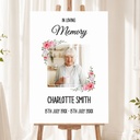 Memorial Welcome Board - Funeral Elegant Pink Floral Design - 1 Photo