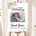 Memorial Welcome Board - Funeral Wake Green Leaves Design - 1 Photo