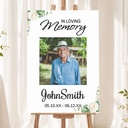 Personalised Funeral Welcome Sign with 1 Photo - White Flowers Celebration of Life Memorial Board