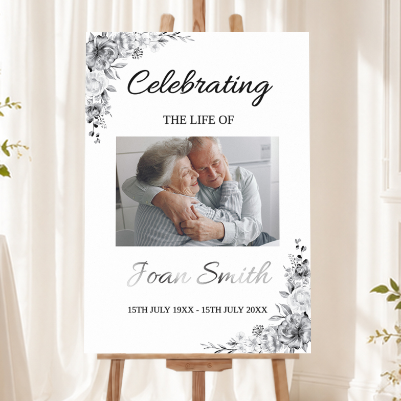 Memorial Welcome Board - Funeral Wake Floral Design - 1 Photo