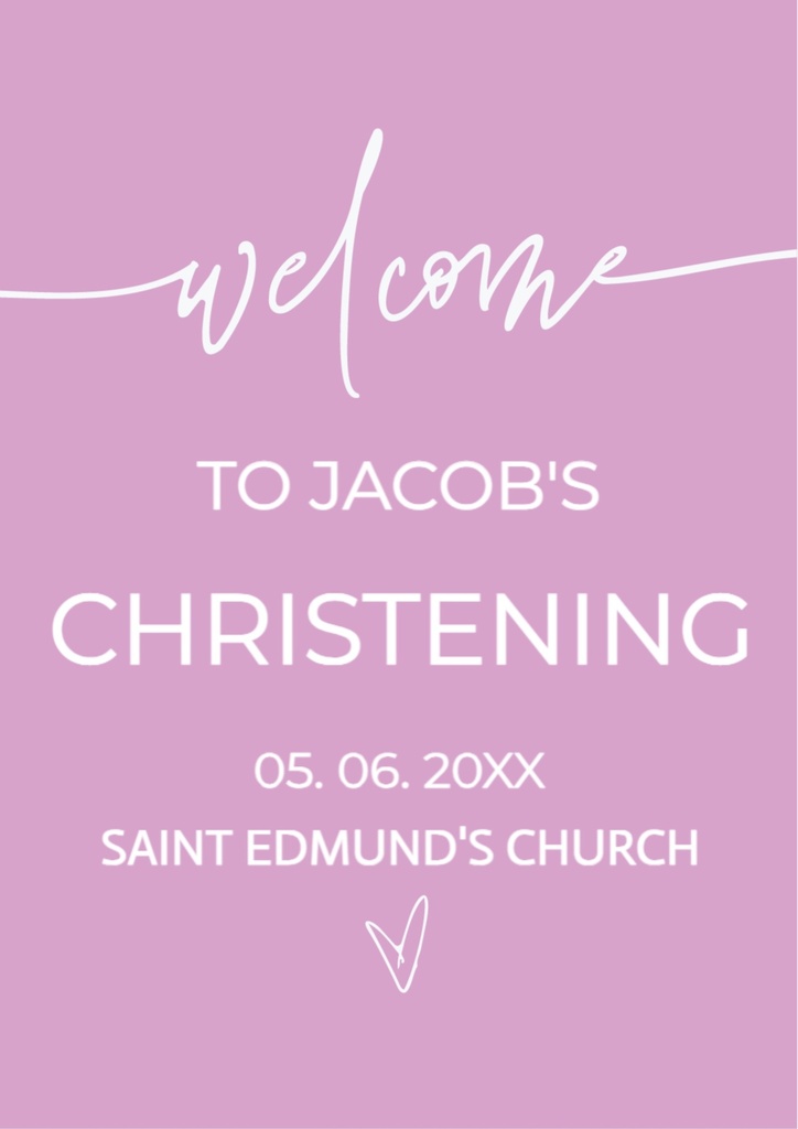 Christening Welcome Board - Pink Design
