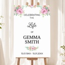 Memorial Welcome Board - Funeral Pink Flower Design