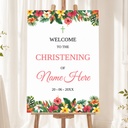 Personalised Christening Welcome Sign - Tropical Flower Welcome Board
