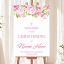 Personalised Christening Welcome Sign - Pink Flower Welcome Board