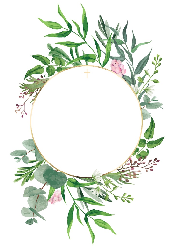 Christening Welcome Board - Green Floral Cirle Design
