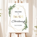 Personalised Christening Welcome Sign - Green & Gold Welcome Board