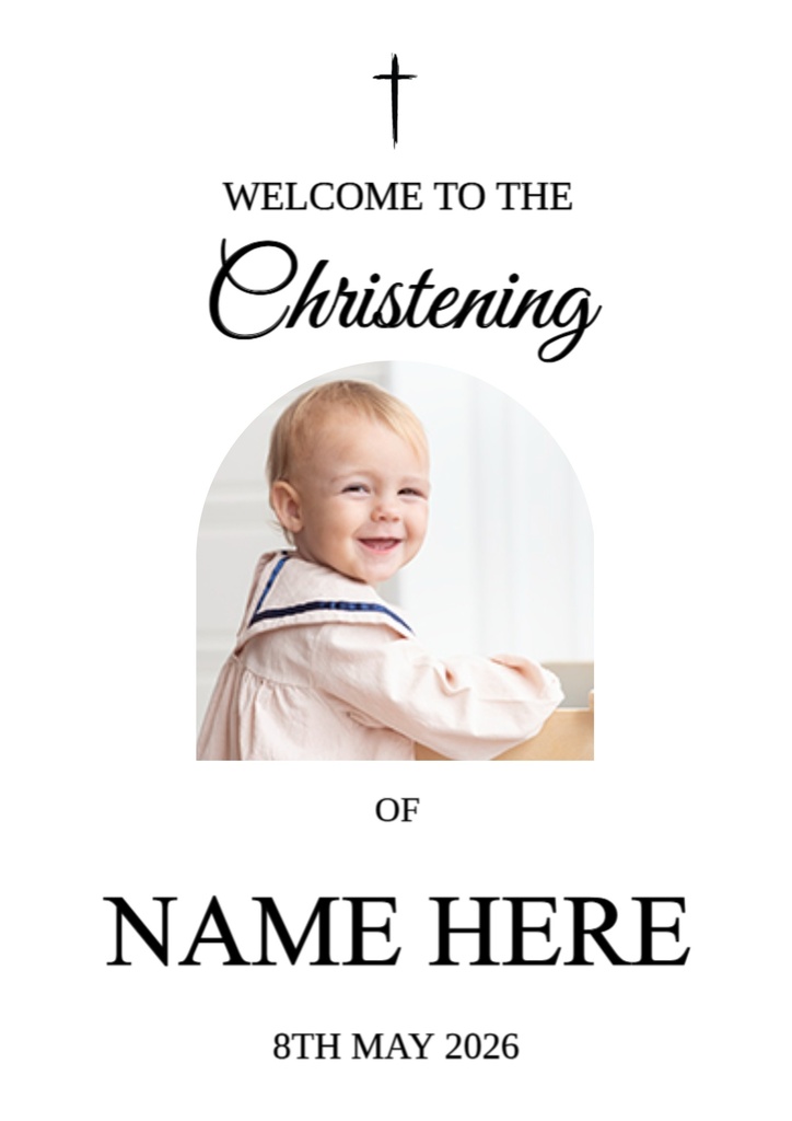 Christening Welcome Board - Cross Design - 1 Photo