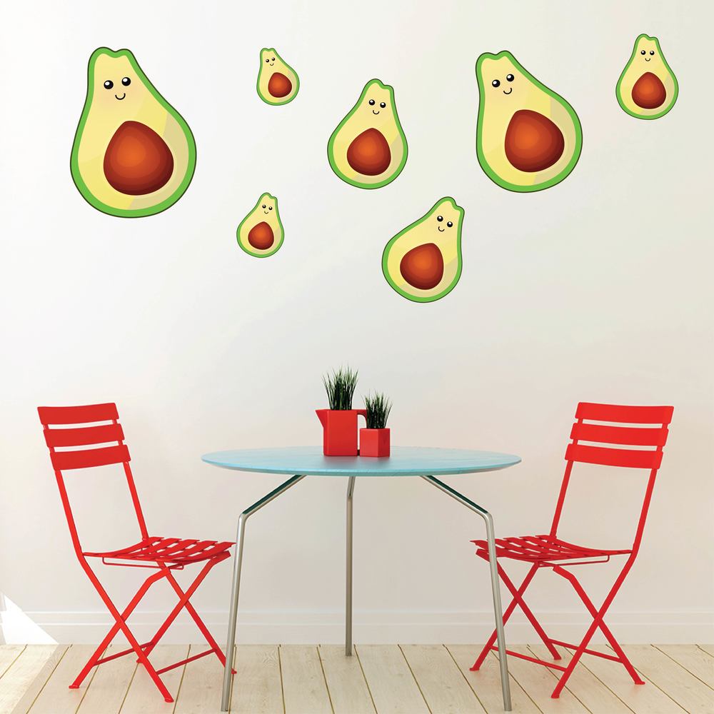 Happy Avocado Fruit Food Wall Sticker Pack TestTest