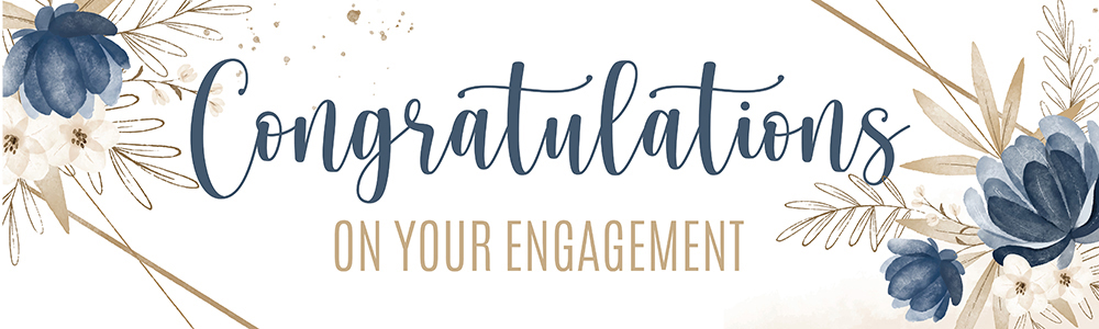 Engagement Party Banner - Blue Floral Design Congratulations