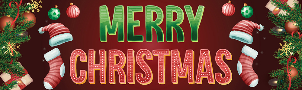 Merry Christmas Banner - Christmas Stocking Red & Green