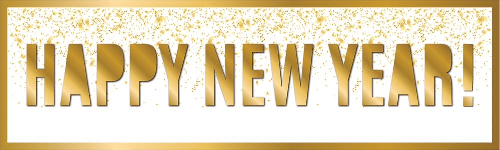 Happy New Year Banner - Gold Border