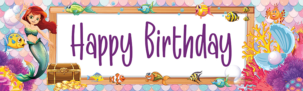 Happy Birthday Banner - Little Mermaid Fish, Kids