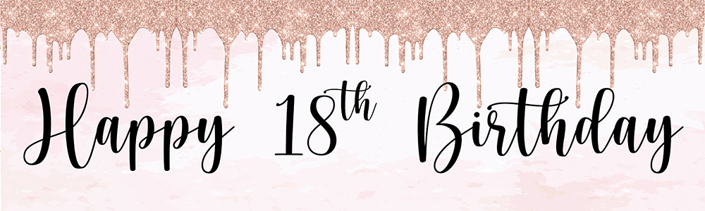 Happy 18th Birthday Banner - Pink Glitter