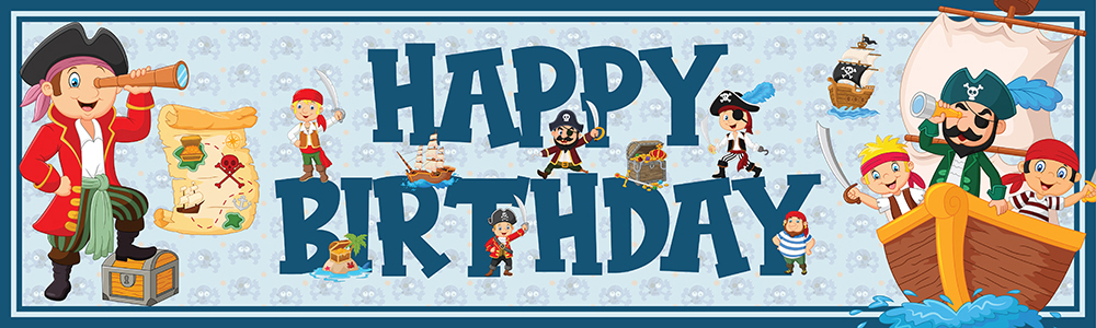 Happy Birthday Banner - Pirate Ship Pirates Kids