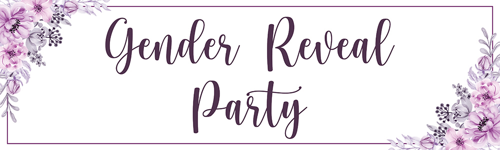 Gender Reveal Party Banner - Purple Floral Baby