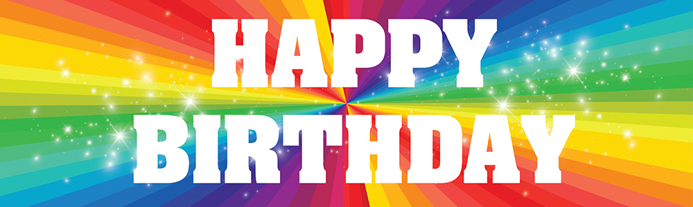 Happy Birthday Banner - Rainbow Background