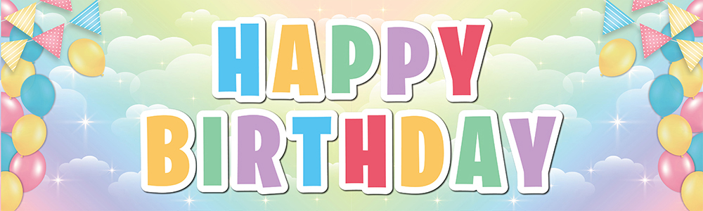 Happy Birthday Banner - Rainbow Balloons