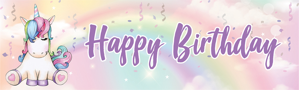 Happy Birthday Banner - Rainbow Unicorn Party