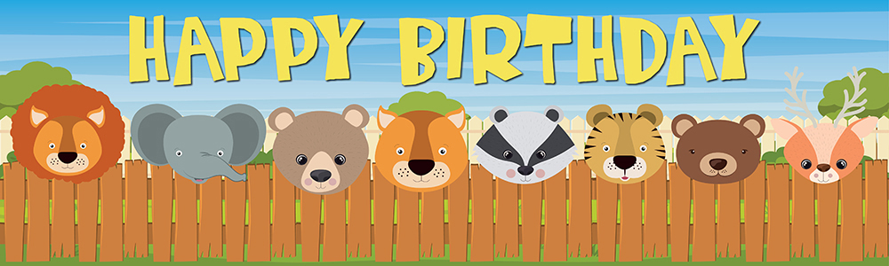 Happy Birthday Banner - Safari Animals Kids