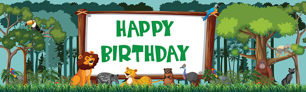 Happy Birthday Banner - Safari Jungle Theme Kids