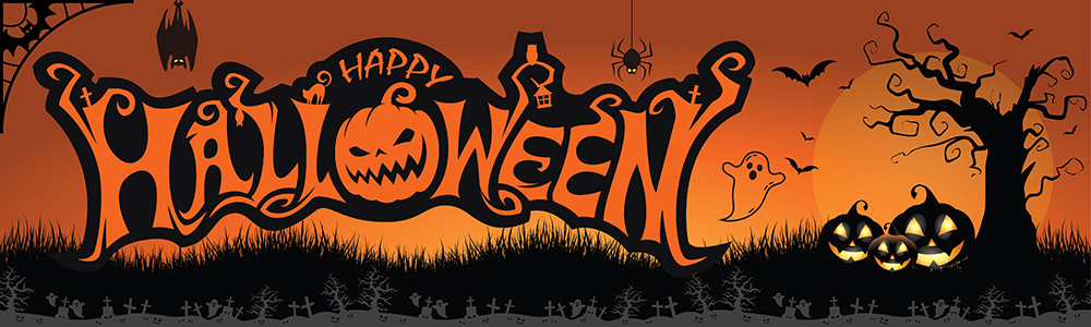 Happy Halloween Party Banner - Spooky Pumpkin Lanterns