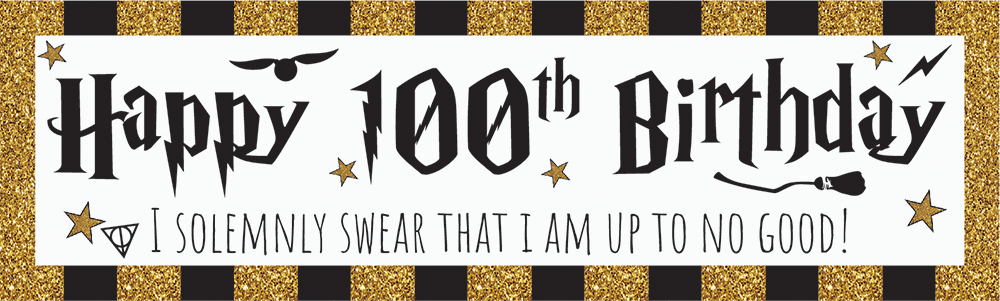 Happy 100th Birthday Banner - Wizard Witch Design